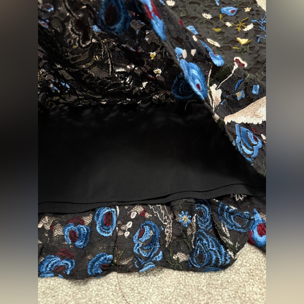 Alice and Olivia Keira Midi Skirt with Embroidery size 10 Beautiful Condition - Picture 8 of 12